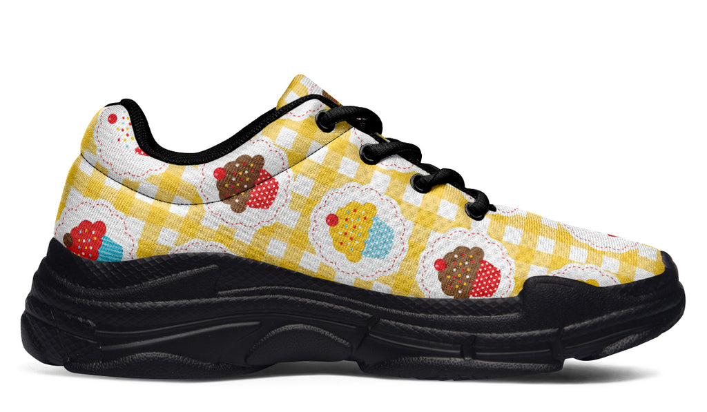 Yellow Gingham Cupcakes Chunky Sneakers