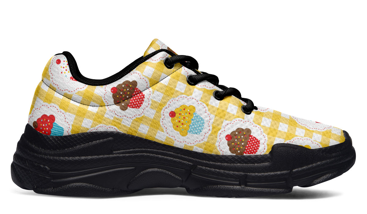 Yellow Gingham Cupcakes Chunky Sneakers