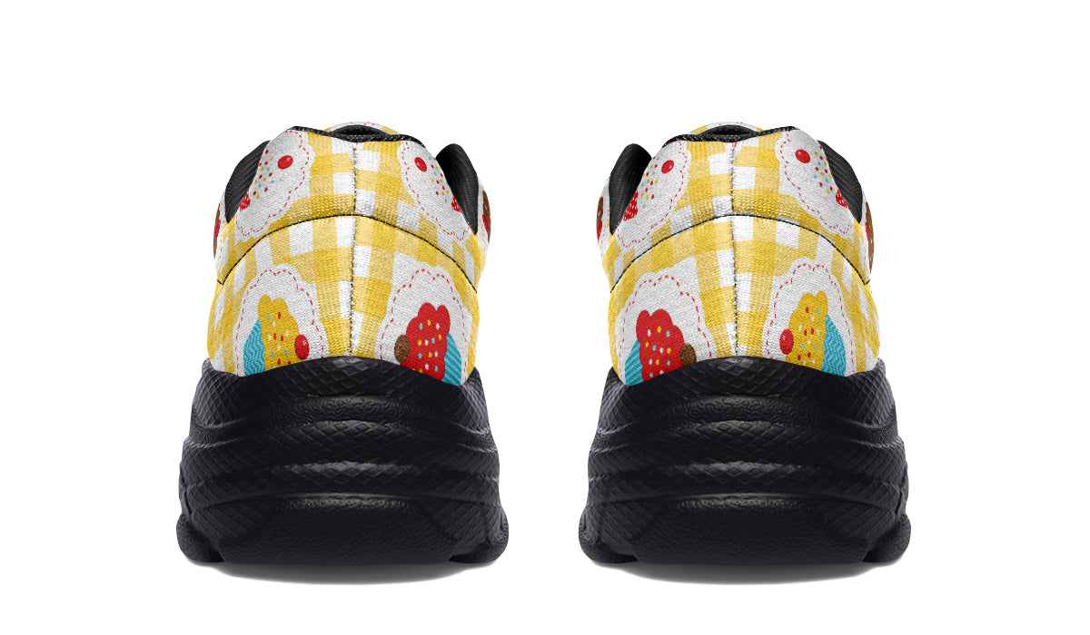 Yellow Gingham Cupcakes Chunky Sneakers
