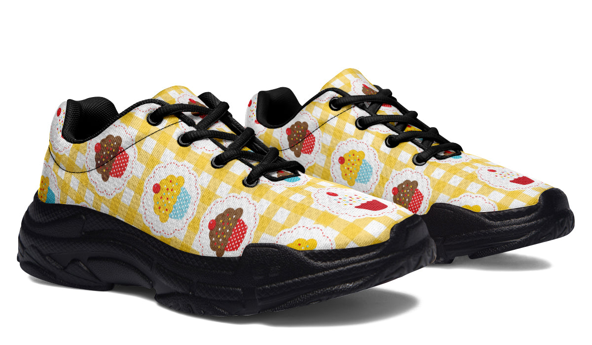 Yellow Gingham Cupcakes Chunky Sneakers