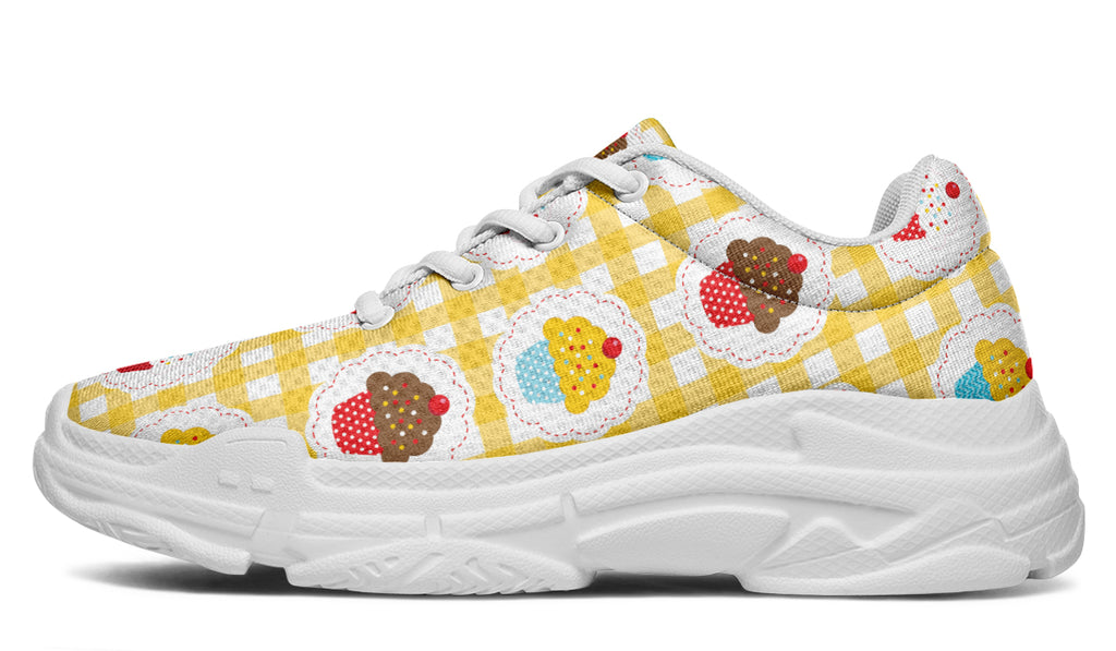 Yellow Gingham Cupcakes Chunky Sneakers