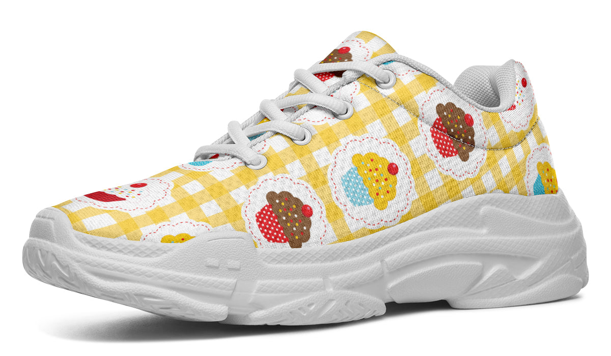 Yellow Gingham Cupcakes Chunky Sneakers