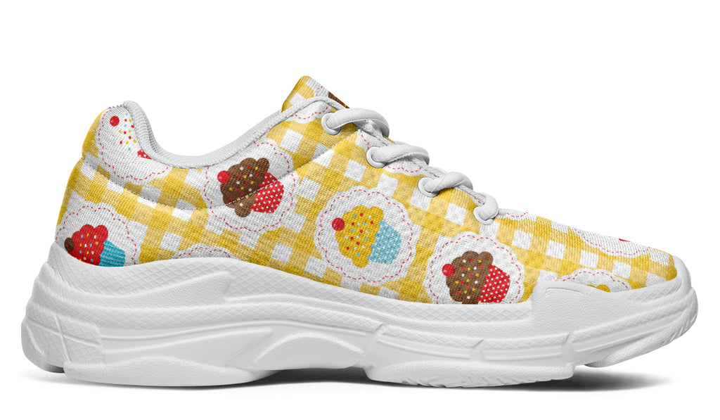 Yellow Gingham Cupcakes Chunky Sneakers