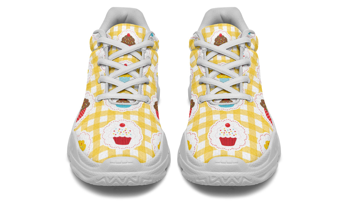 Yellow Gingham Cupcakes Chunky Sneakers