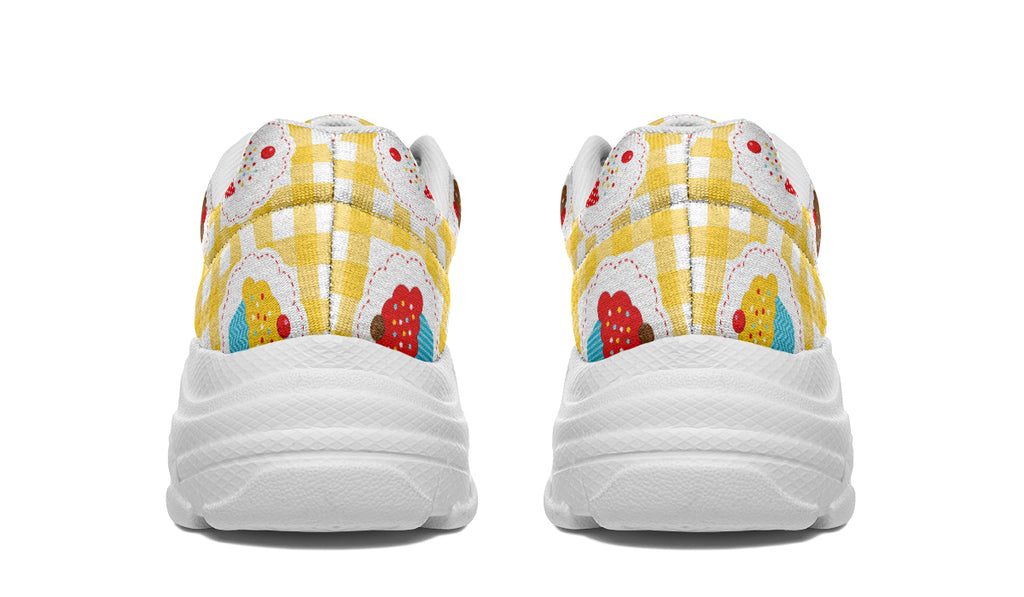Yellow Gingham Cupcakes Chunky Sneakers
