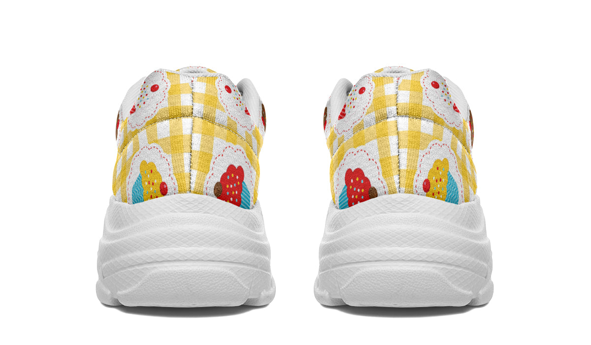 Yellow Gingham Cupcakes Chunky Sneakers