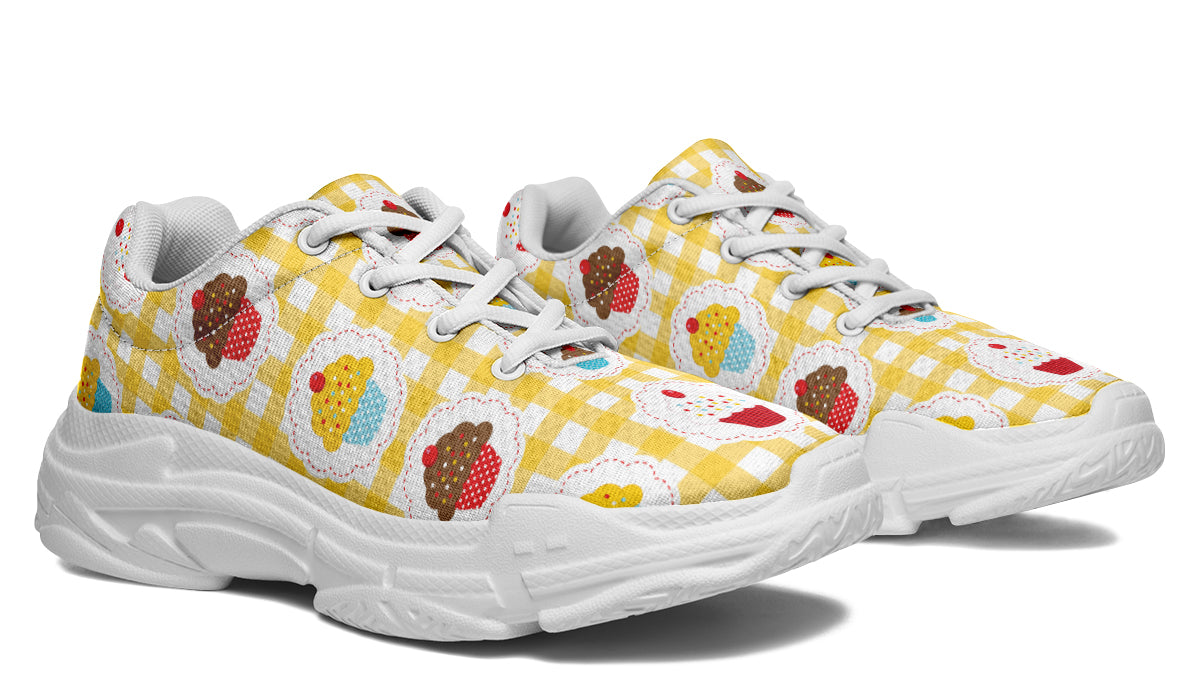 Yellow Gingham Cupcakes Chunky Sneakers