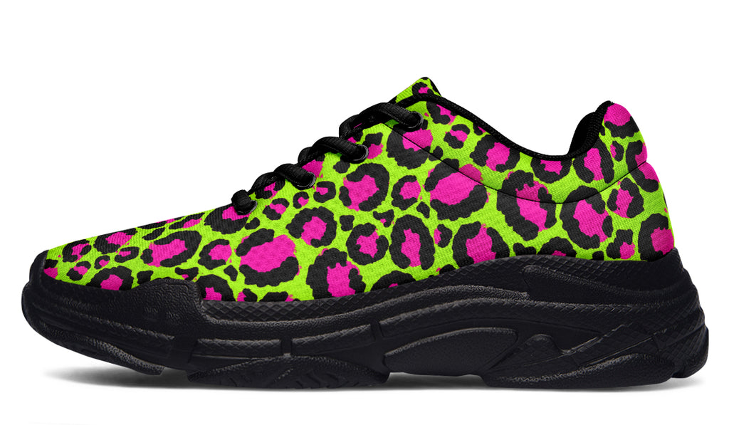 Zombie Leopard x Neon Leopard Mismatch Chunky Sneakers