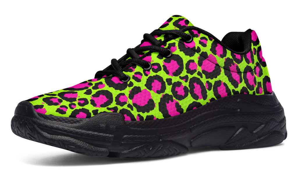 Zombie Leopard x Neon Leopard Mismatch Chunky Sneakers