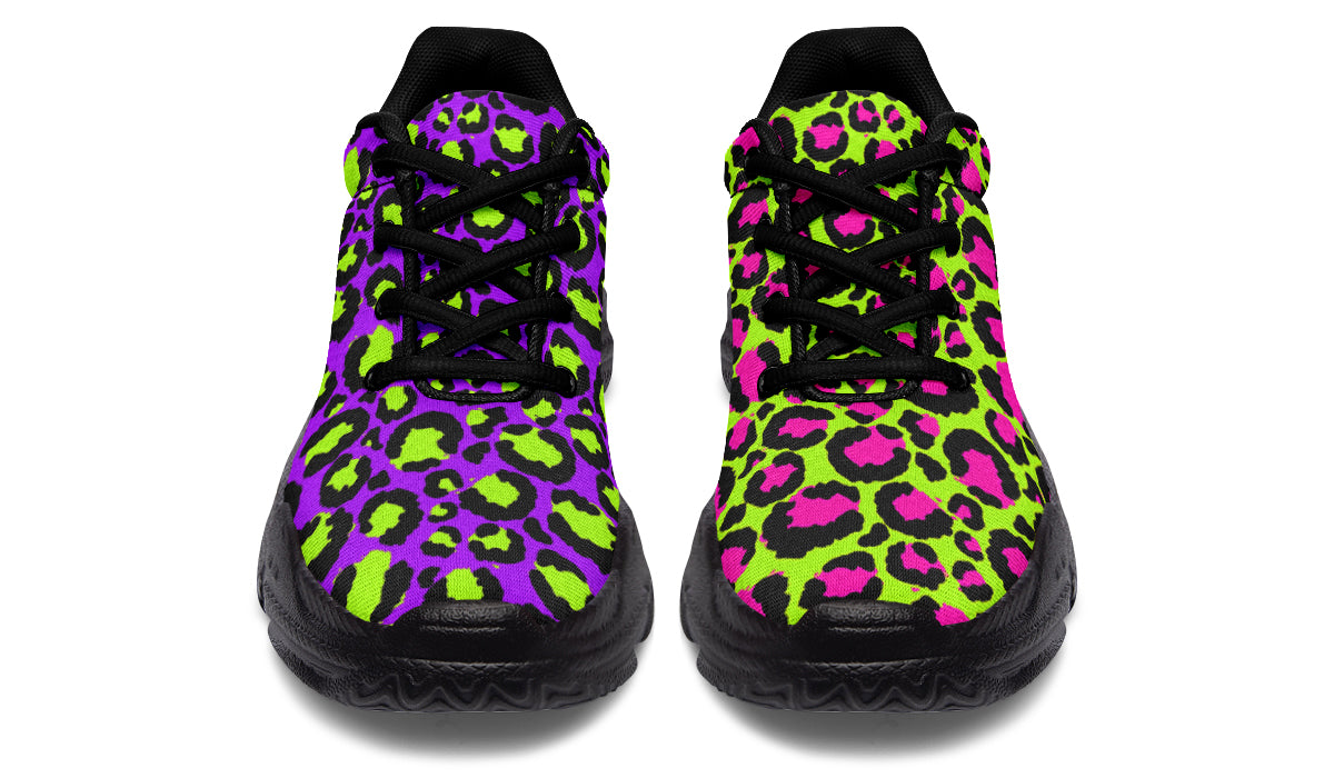 Zombie Leopard x Neon Leopard Mismatch Chunky Sneakers