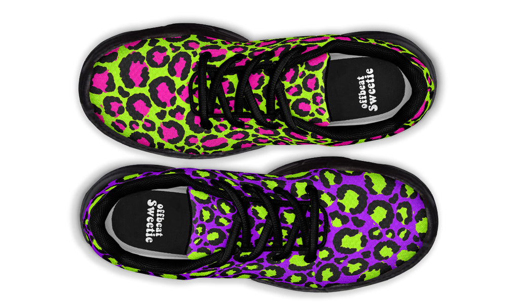 Zombie Leopard x Neon Leopard Mismatch Chunky Sneakers