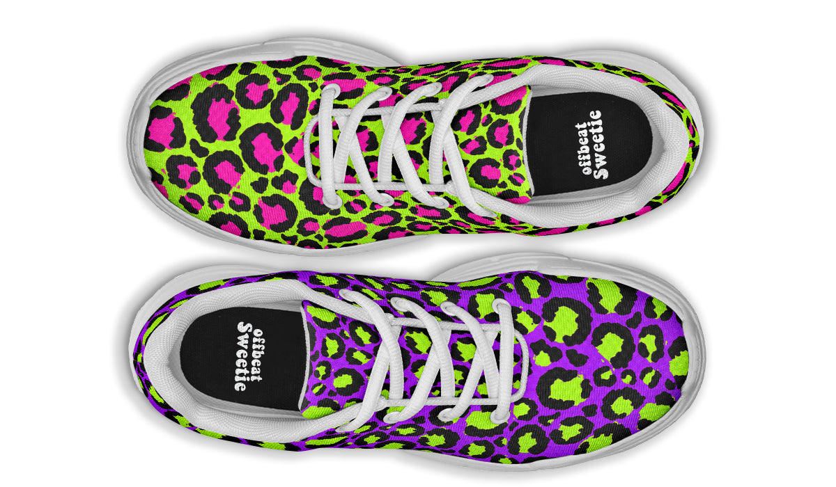 Zombie Leopard x Neon Leopard Mismatch Chunky Sneakers