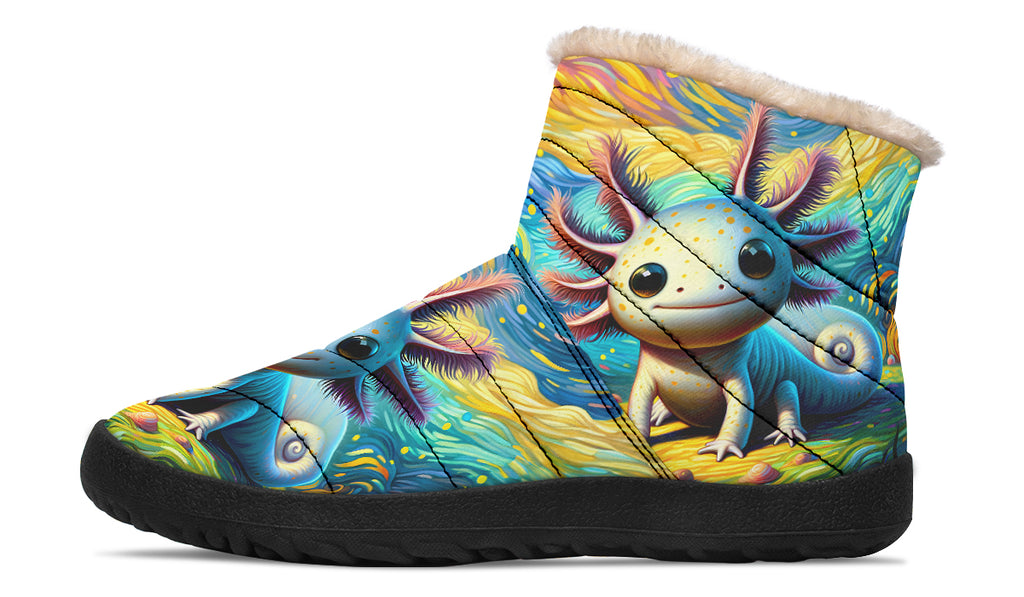 Adorable Axolotls Faux Fur Ankle Boots