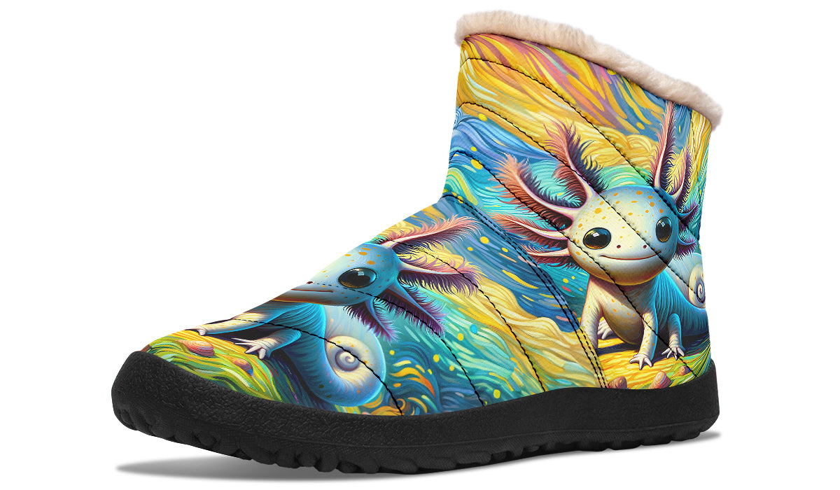 Adorable Axolotls Faux Fur Ankle Boots