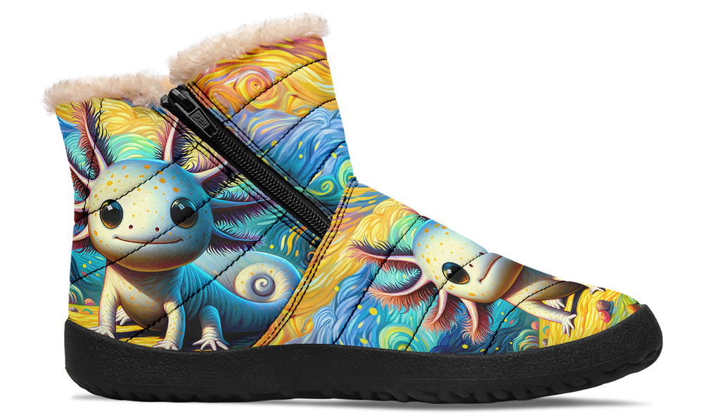 Adorable Axolotls Faux Fur Ankle Boots