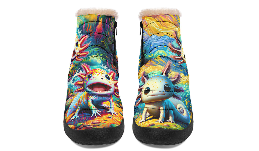 Adorable Axolotls Faux Fur Ankle Boots