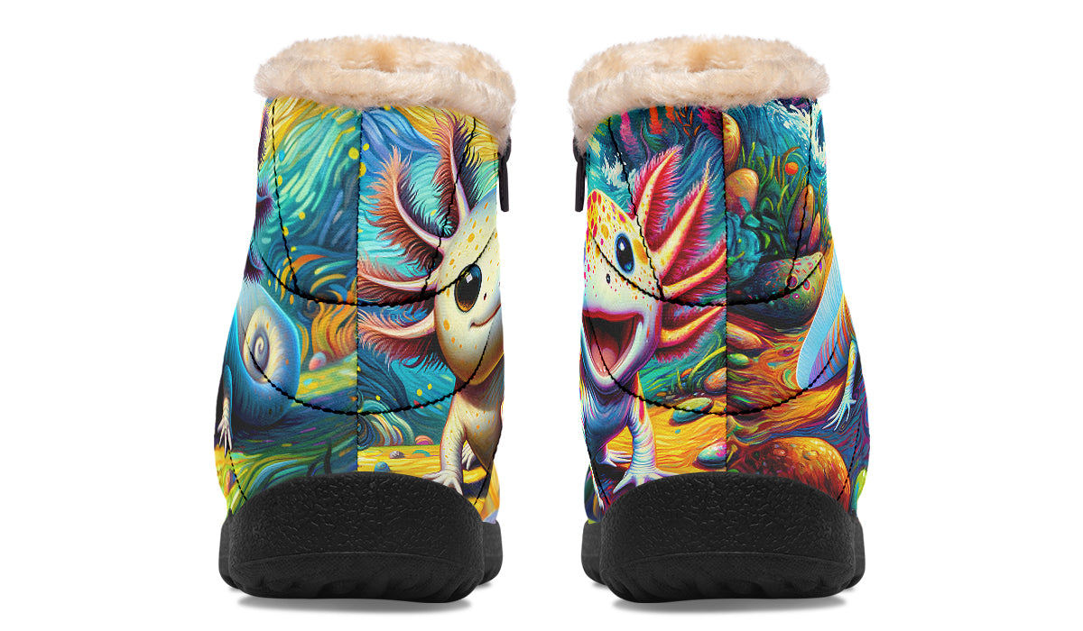 Adorable Axolotls Faux Fur Ankle Boots