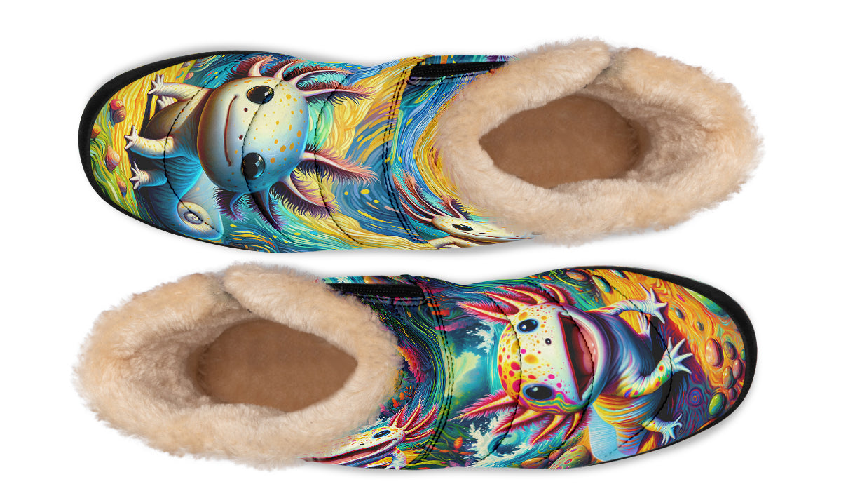 Adorable Axolotls Faux Fur Ankle Boots