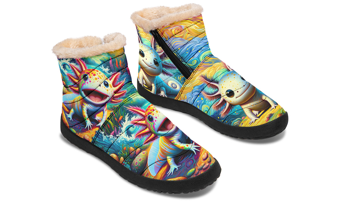 Adorable Axolotls Faux Fur Ankle Boots
