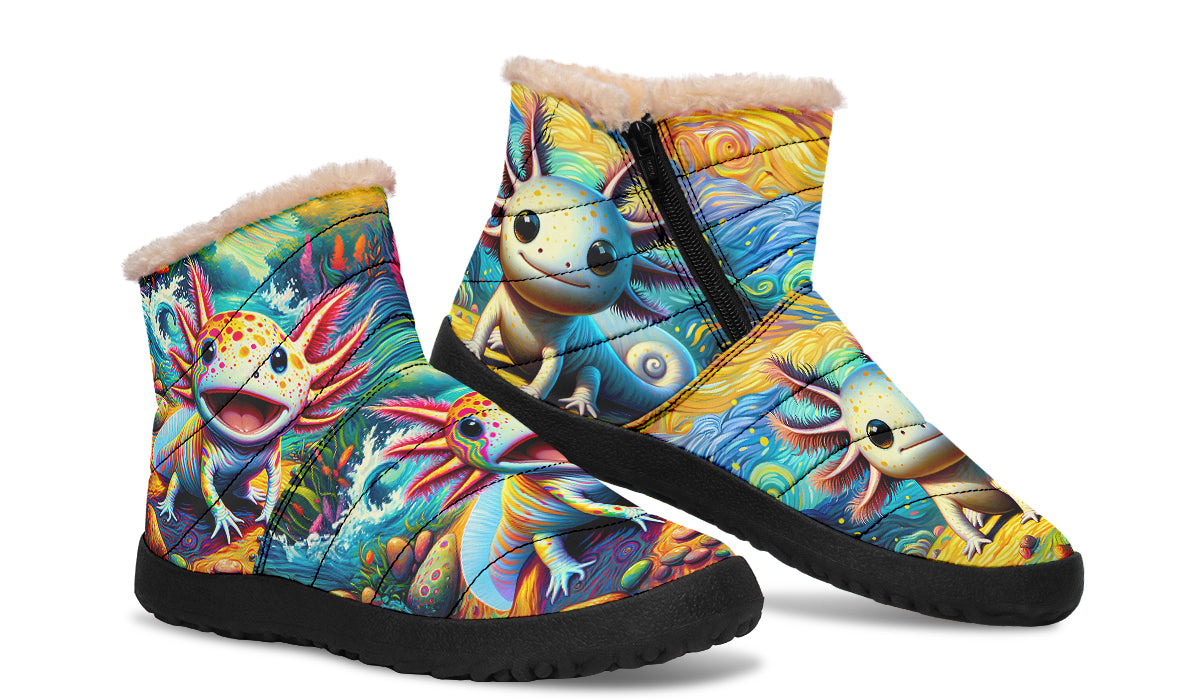 Adorable Axolotls Faux Fur Ankle Boots