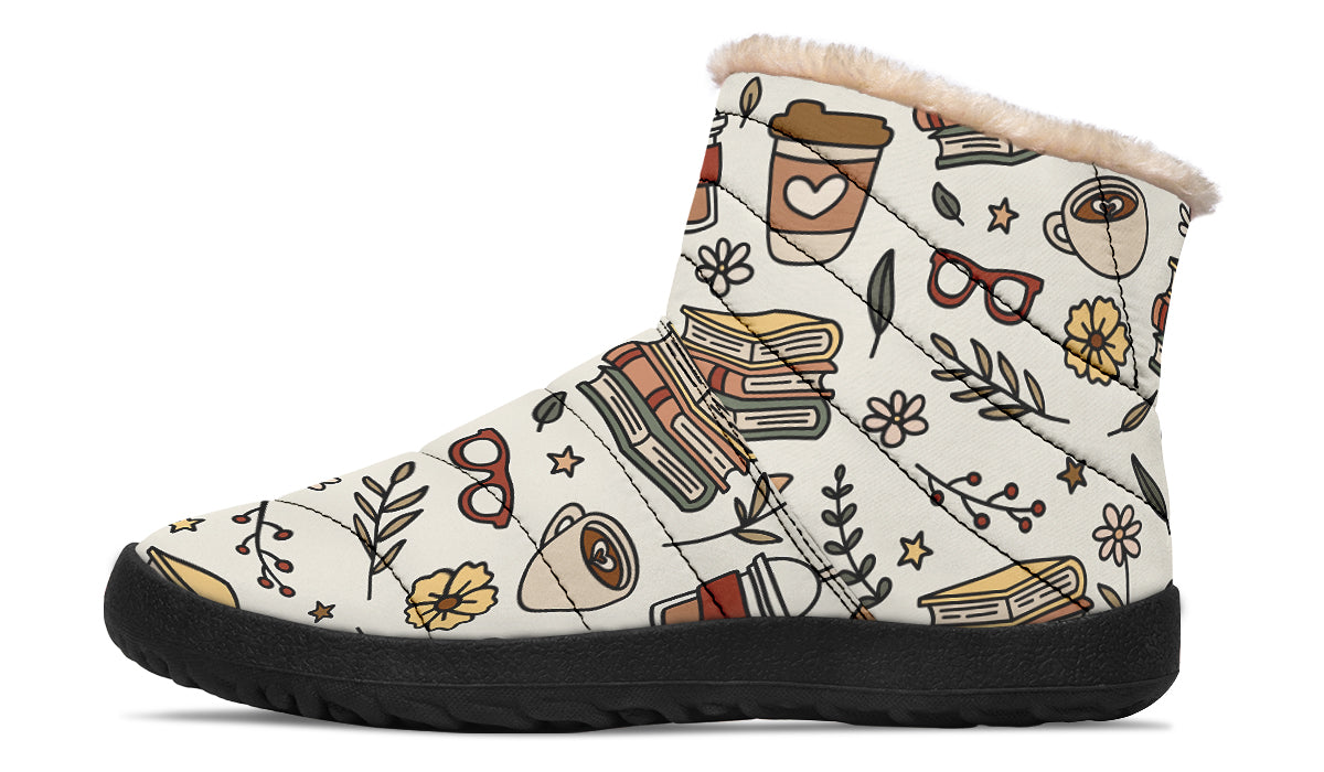 Coffee And Books Faux Fur Ankle Boots