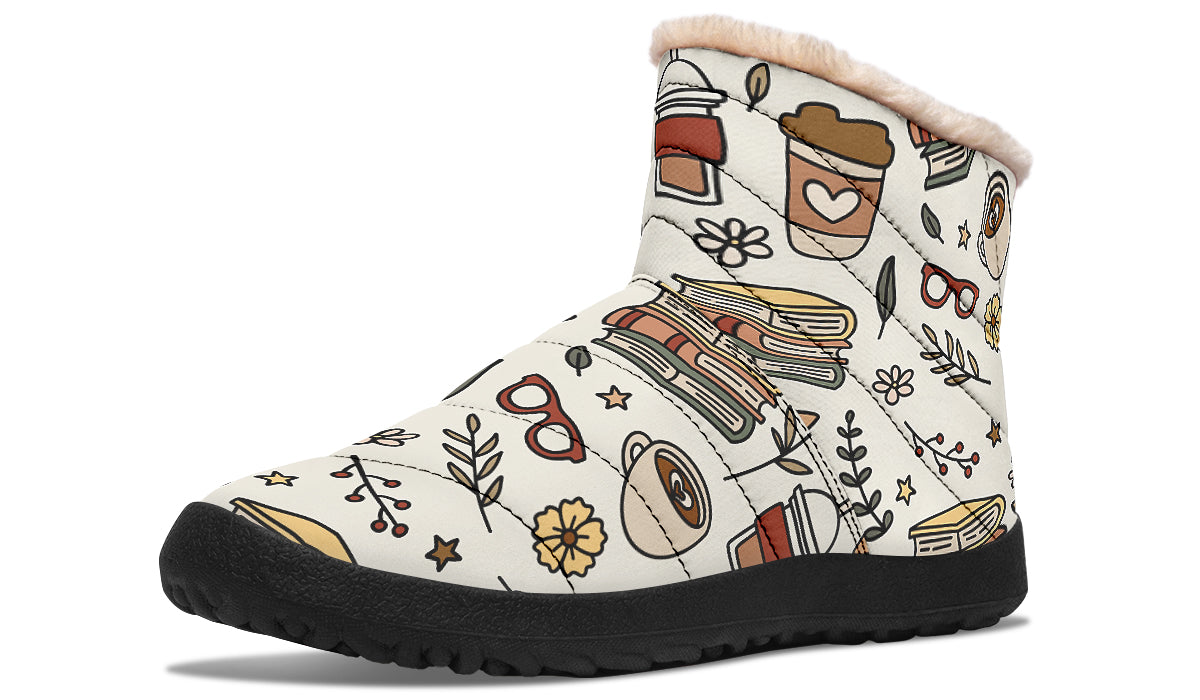 Coffee And Books Faux Fur Ankle Boots