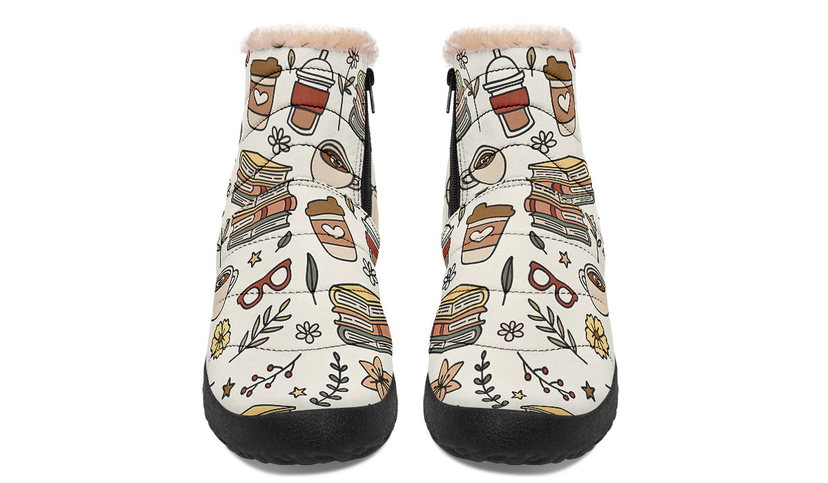 Coffee And Books Faux Fur Ankle Boots