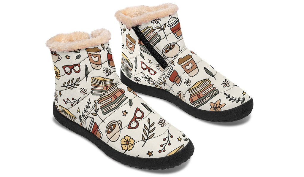 Coffee And Books Faux Fur Ankle Boots