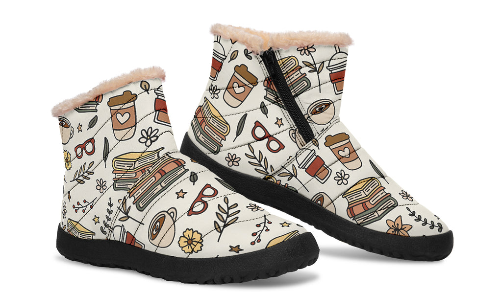 Coffee And Books Faux Fur Ankle Boots