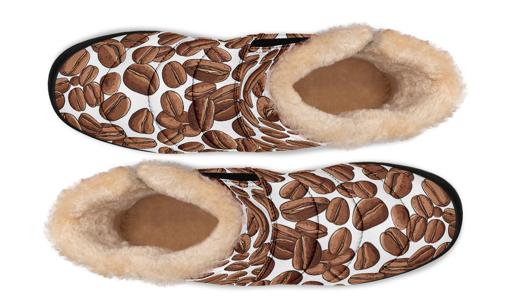 Coffee Beans Faux Fur Ankle Boots