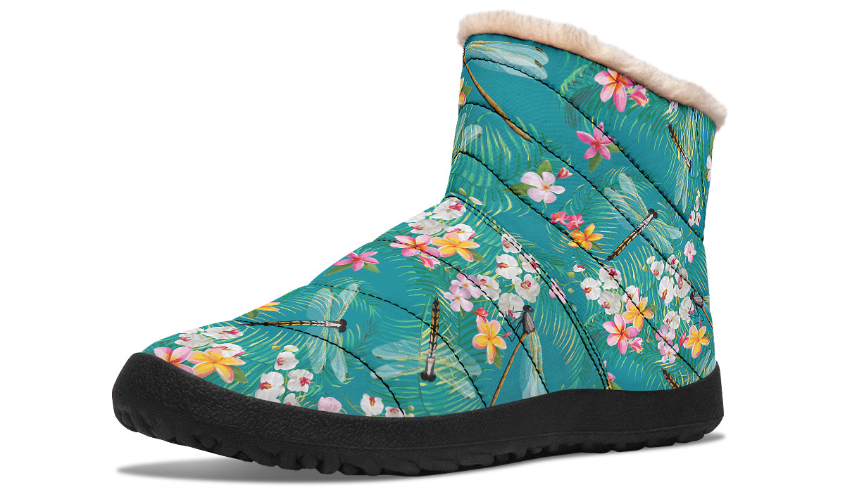 Dragonflies Faux Fur Ankle Boots
