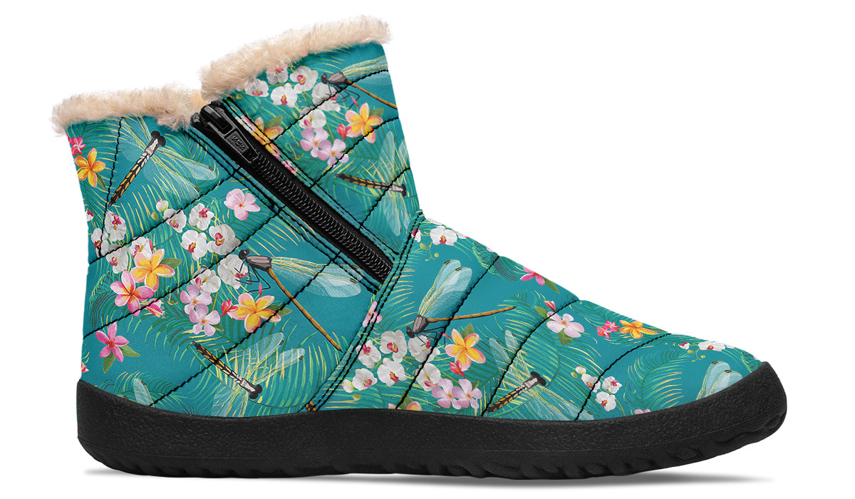 Dragonflies Faux Fur Ankle Boots