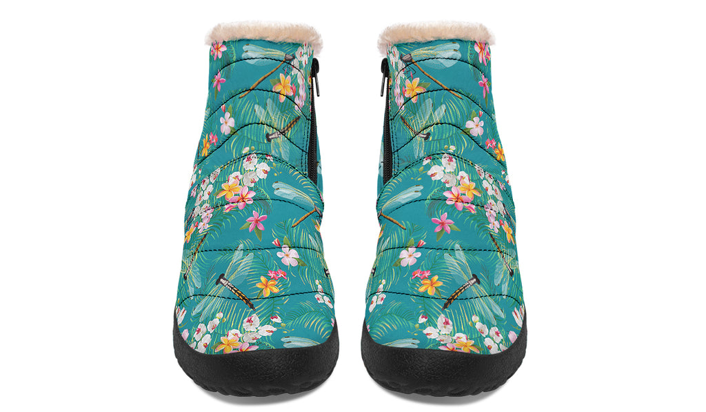Dragonflies Faux Fur Ankle Boots