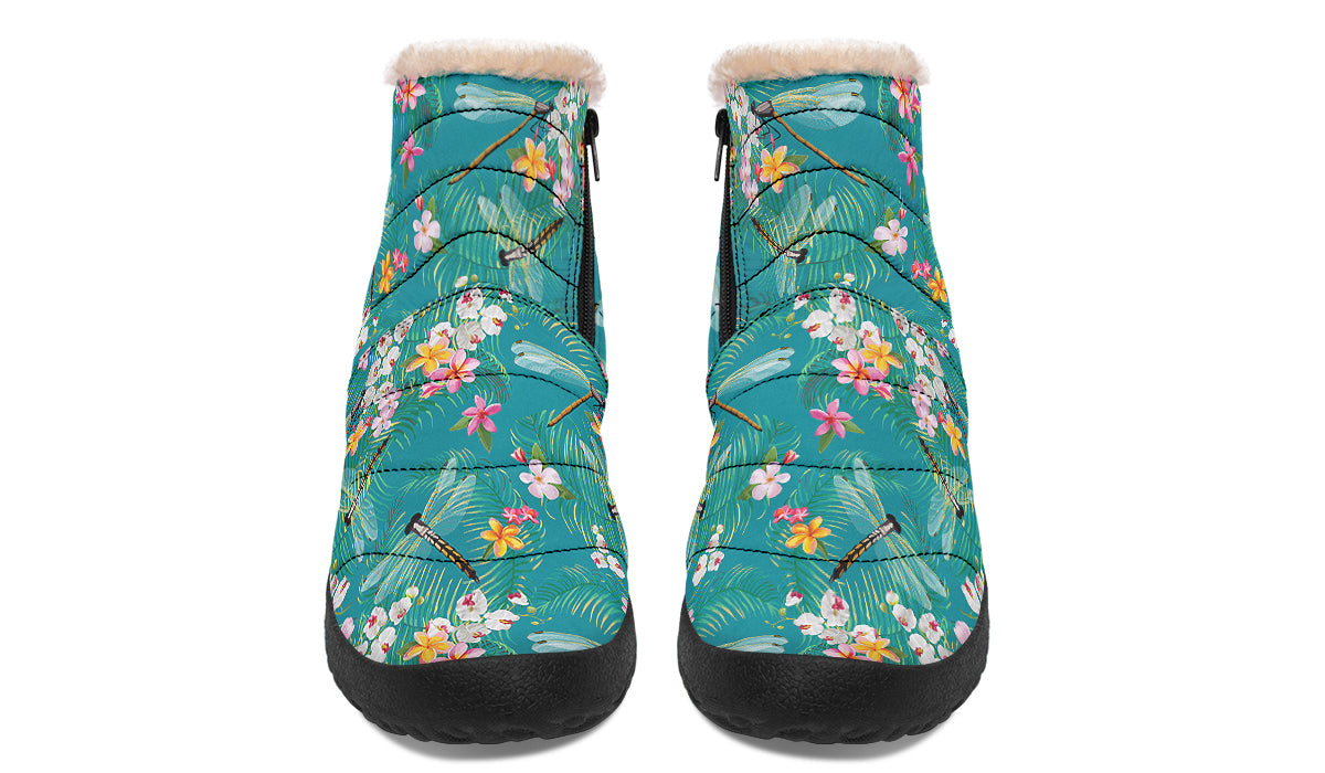 Dragonflies Faux Fur Ankle Boots