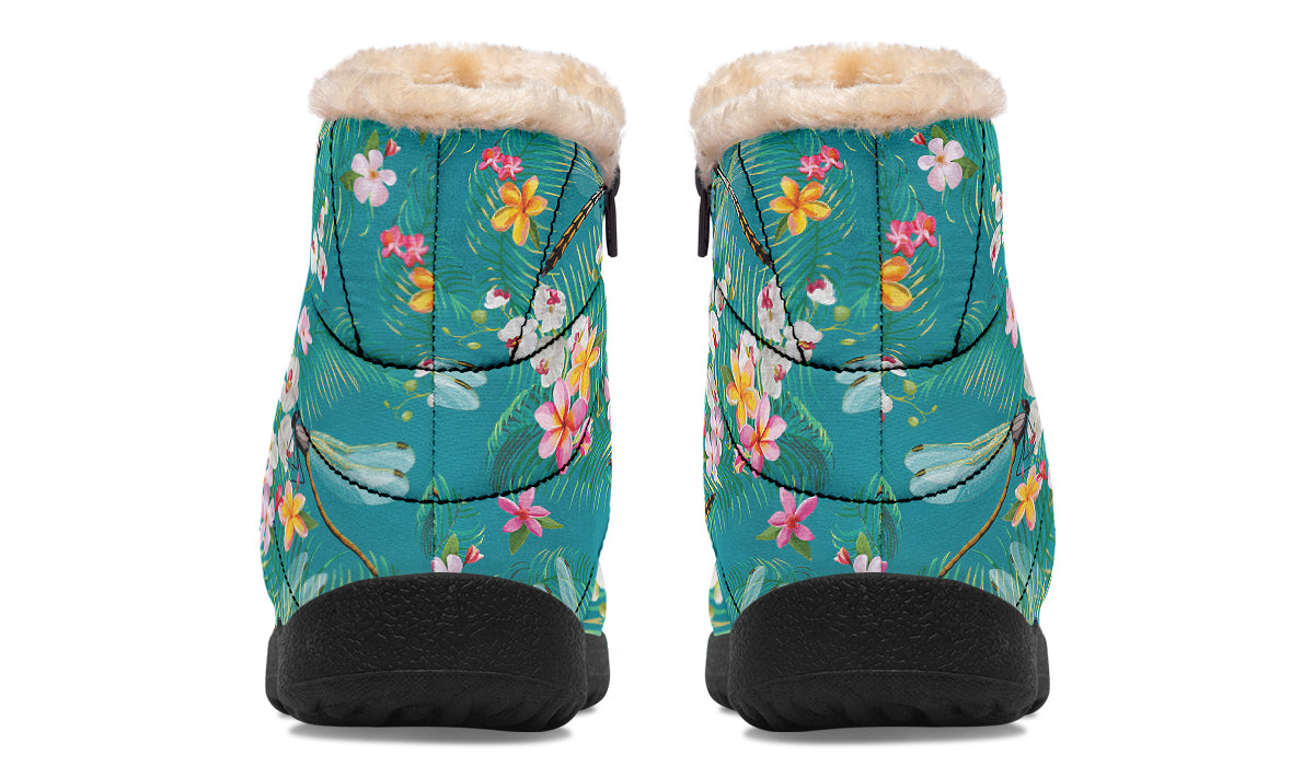 Dragonflies Faux Fur Ankle Boots