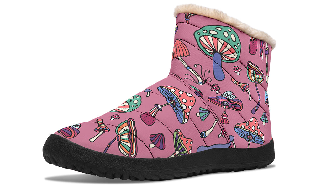 Mismatched Mushrooms Faux Fur Ankle Boots