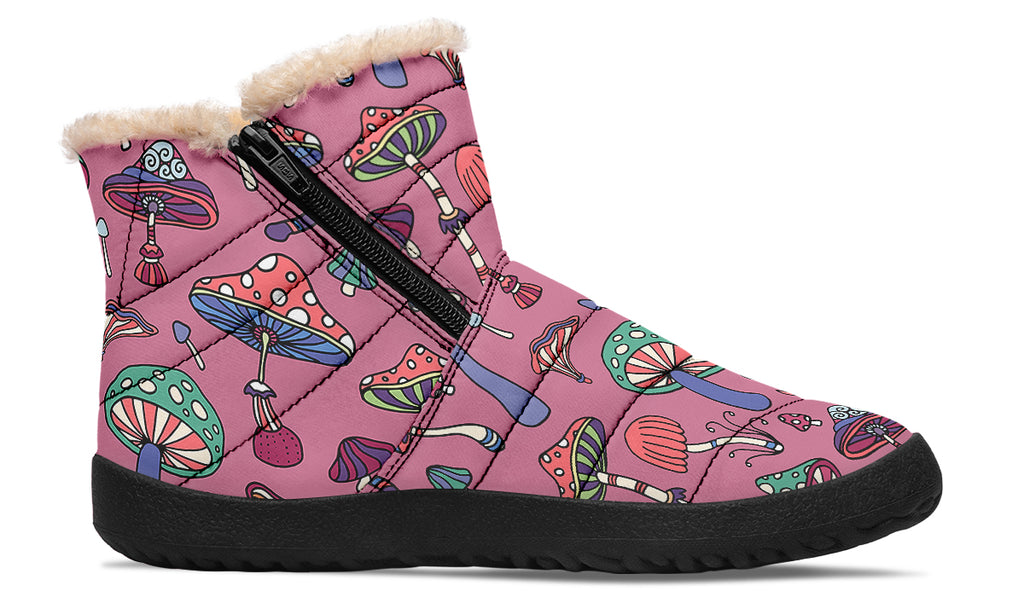 Mismatched Mushrooms Faux Fur Ankle Boots