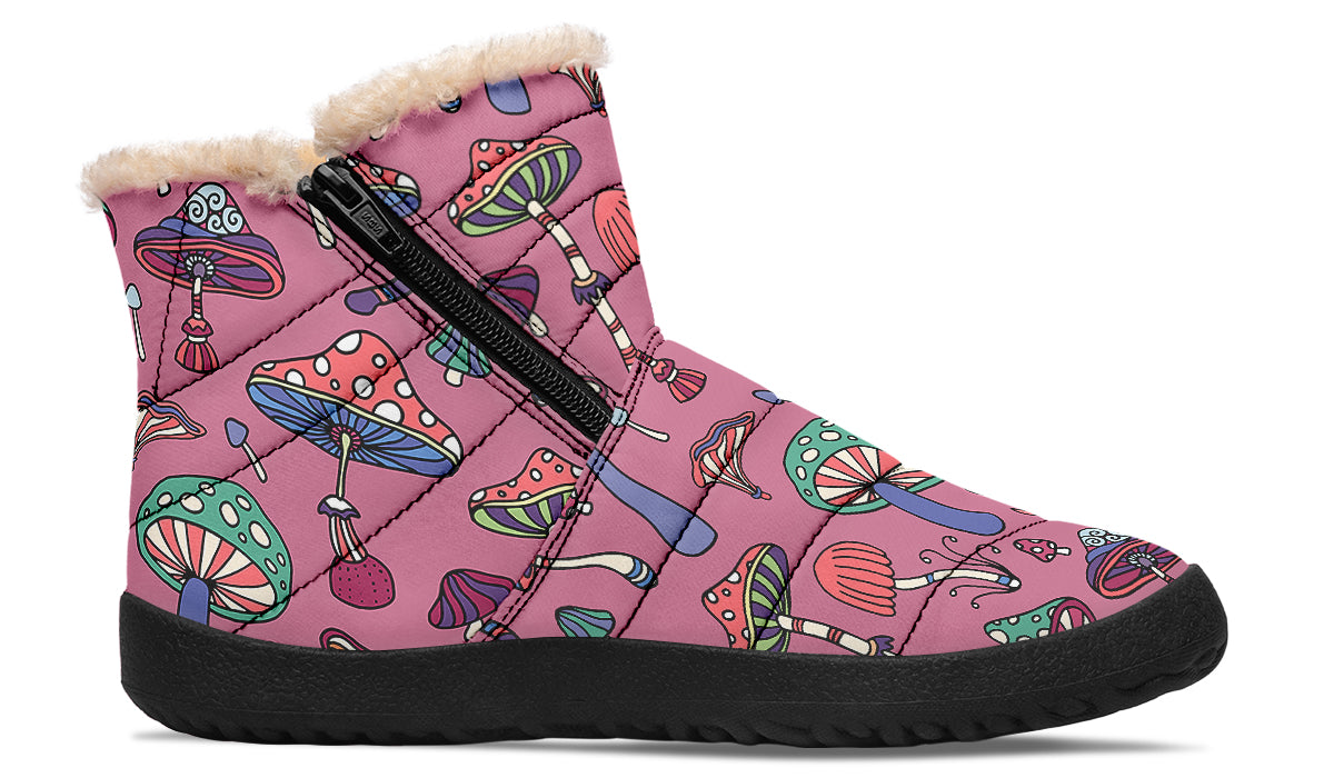 Mismatched Mushrooms Faux Fur Ankle Boots