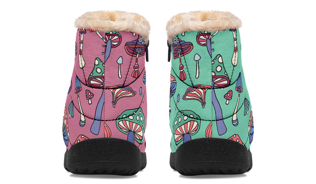 Mismatched Mushrooms Faux Fur Ankle Boots
