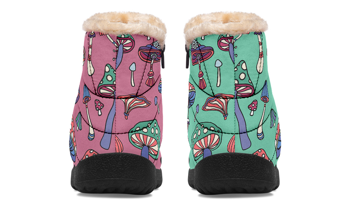 Mismatched Mushrooms Faux Fur Ankle Boots