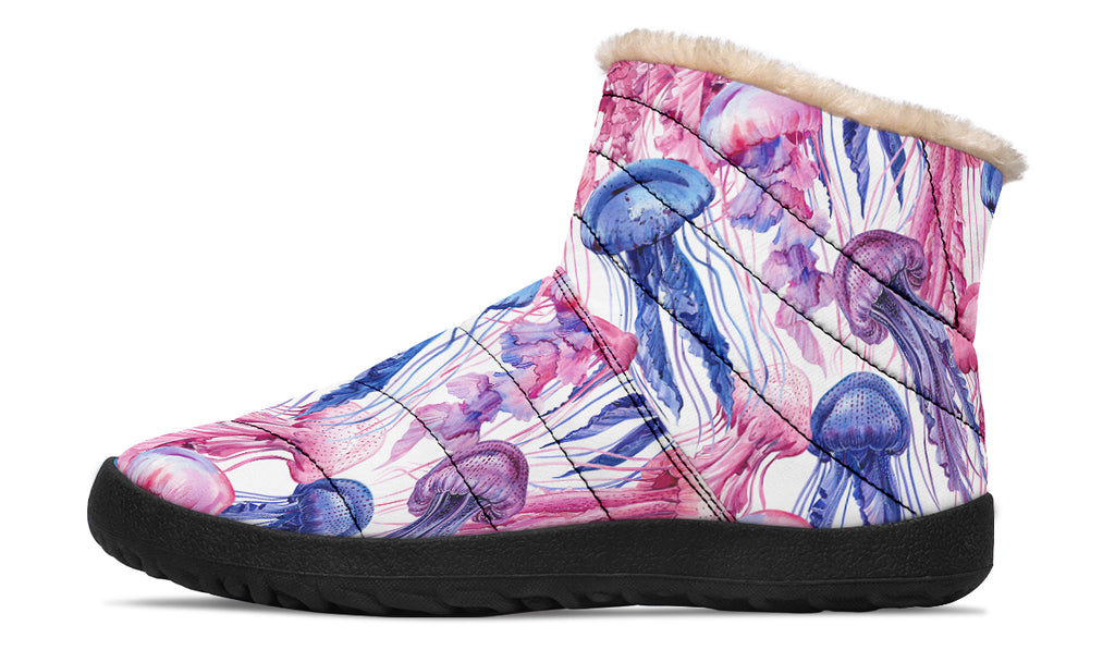 Watercolour Jellyfish Faux Fur Ankle Boots