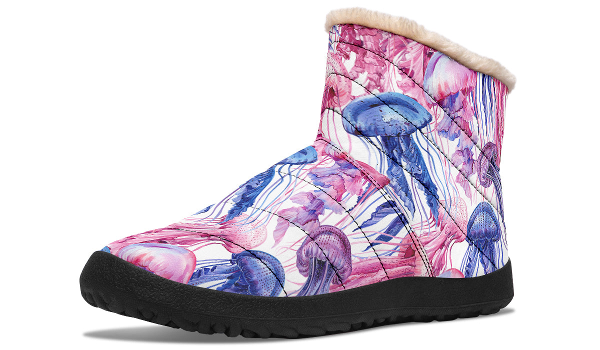 Watercolour Jellyfish Faux Fur Ankle Boots