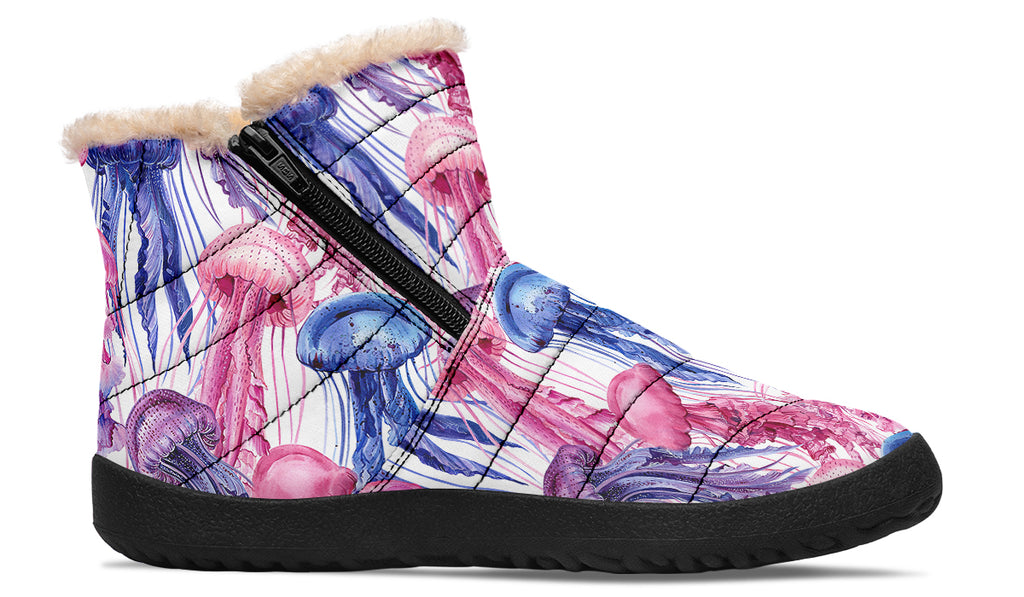 Watercolour Jellyfish Faux Fur Ankle Boots