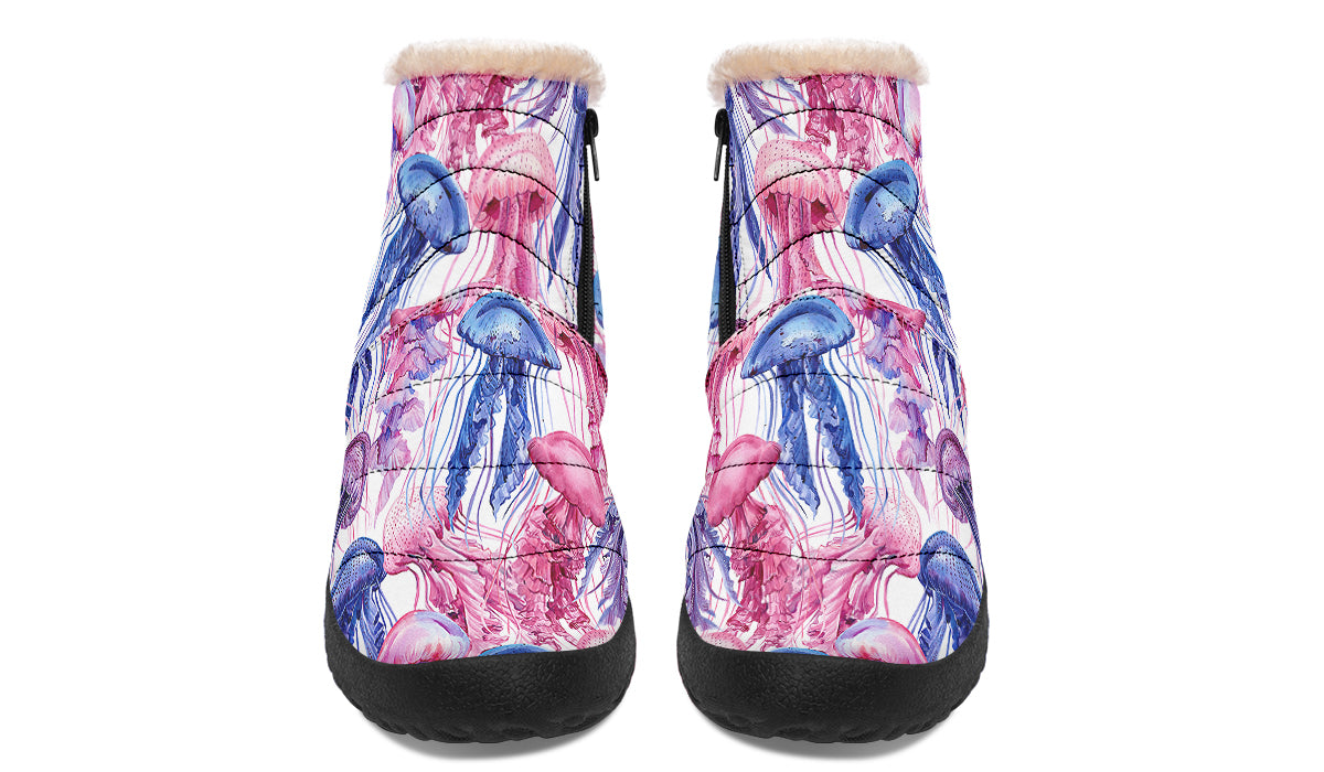 Watercolour Jellyfish Faux Fur Ankle Boots