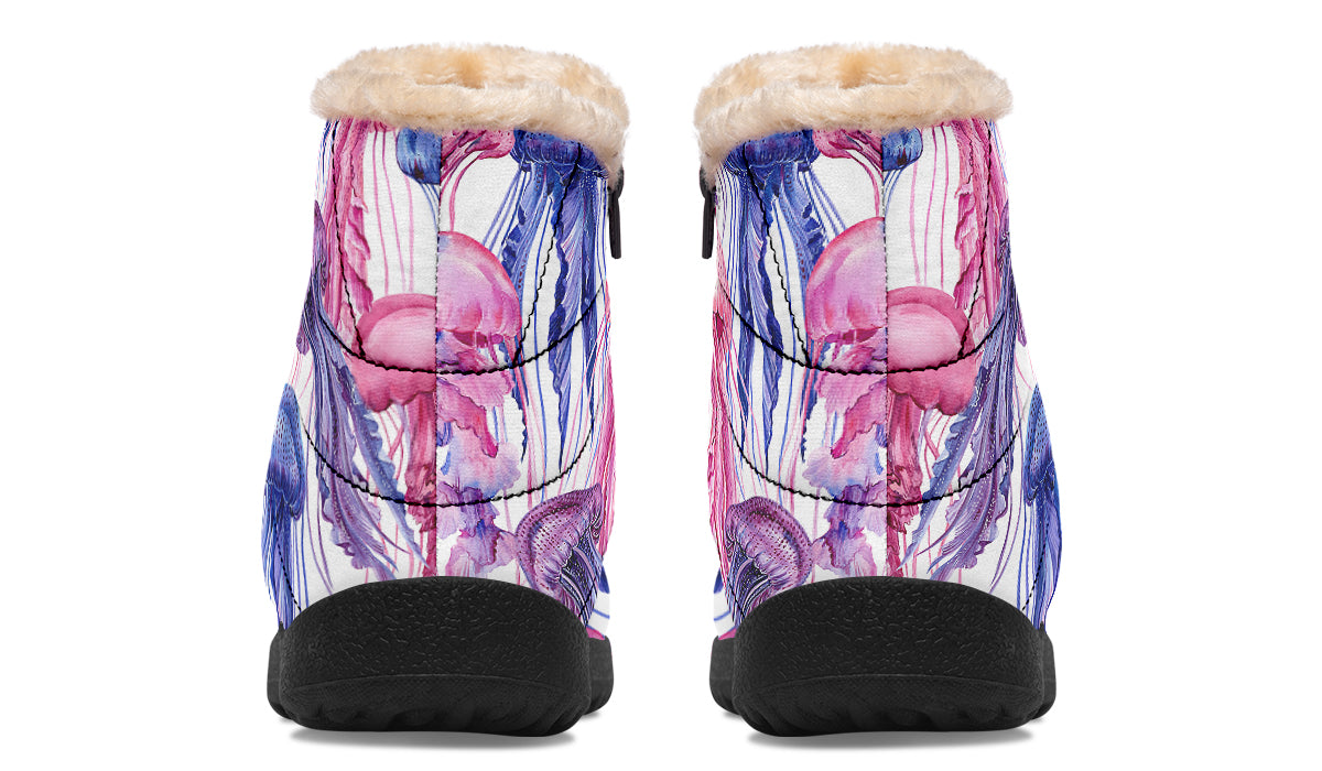 Watercolour Jellyfish Faux Fur Ankle Boots