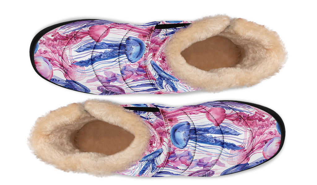 Watercolour Jellyfish Faux Fur Ankle Boots