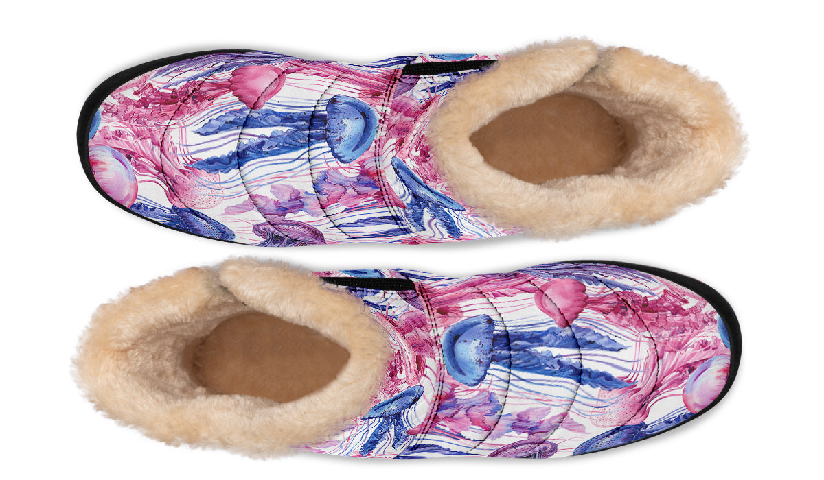 Watercolour Jellyfish Faux Fur Ankle Boots
