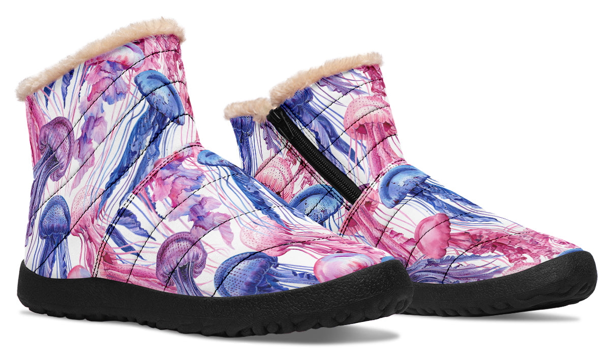 Watercolour Jellyfish Faux Fur Ankle Boots