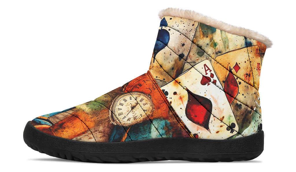 All Mad Here Faux Fur Ankle Boots Offbeat Sweetie