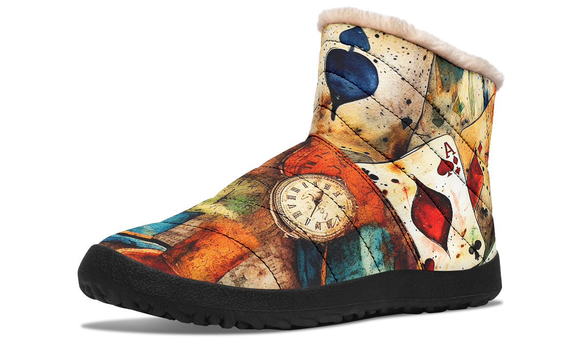 All Mad Here Faux Fur Ankle Boots Offbeat Sweetie